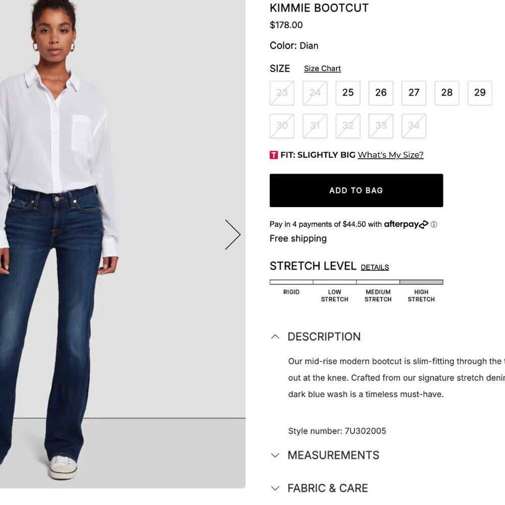 7 For All Mankind Jeans Womens 31 Blue Kimmie Bootcut